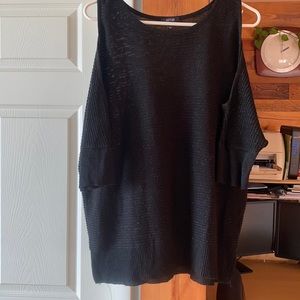 Black cold shoulder top with silver flecks throughout